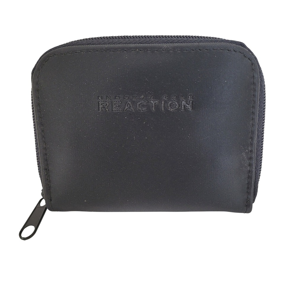 Kenneth Cole Reaction Black Nylon Zip Around Wallet Compact Card Organizer